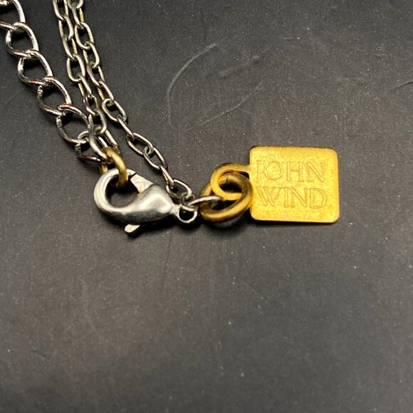 Signed JOHN WIND Universal Monogram Necklace Mixed Metal Gold Silver Plated - Picture 5 of 5